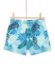 Blue swim shorts with leaf print RYOMERBOXTRO / 23SI02R6MAIC200