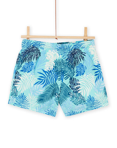 Blue swim shorts with leaf print RYOMERBOXTRO / 23SI02R6MAIC200