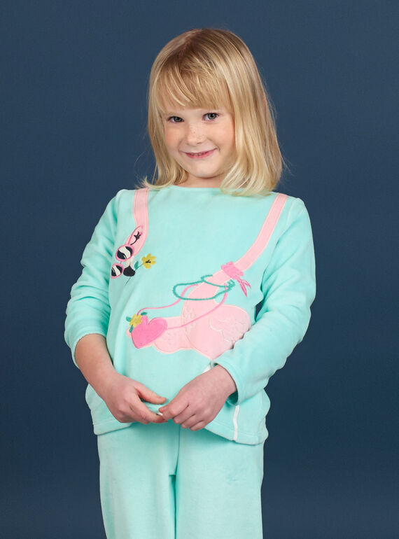 Children's pajamas girl velvet flamingo pattern LEFAPYJFLA / 21SH1112PYJC242