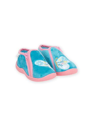 Baby girl azure and pink butterfly slippers NIPANTPAPILL / 22KK3723D0AC201