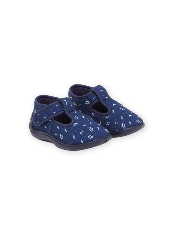 Navy blue slippers with fish print RUPANTSEA / 23KK3842D0A070