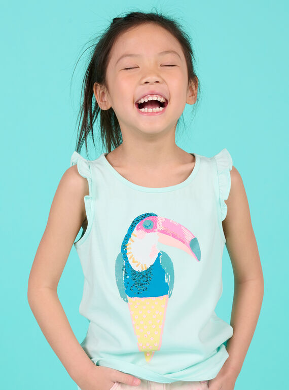 Child girl ice blue T-shirt NAFICDEB2 / 22S901U2DEB219