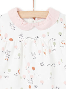 White blouse and pink leggings fancy print birth girl MOU1ENS2 / 21WF0341ENS001