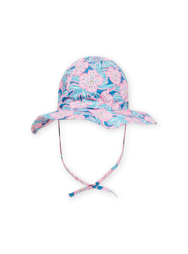 Baby girl petrol blue hat with floral print NYIFICCHA / 22SI09C4CHA215