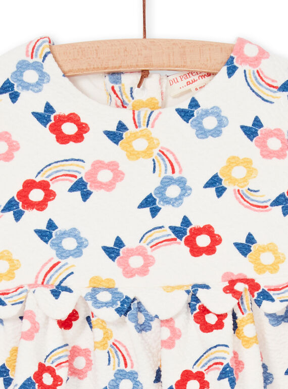 Blue and blue baby girl flower print dress LIHAROB1 / 21SG09X1ROB001