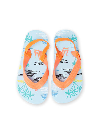Pale blue palm tree print flip flops for boys LGTONGPALM / 21KK3661D01202