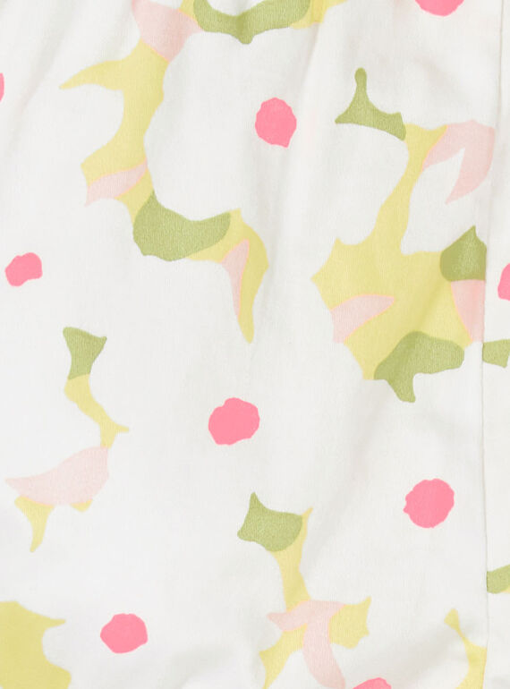 White and yellow shorts with floral print baby girl LIBALSHO / 21SG09O1SHO000