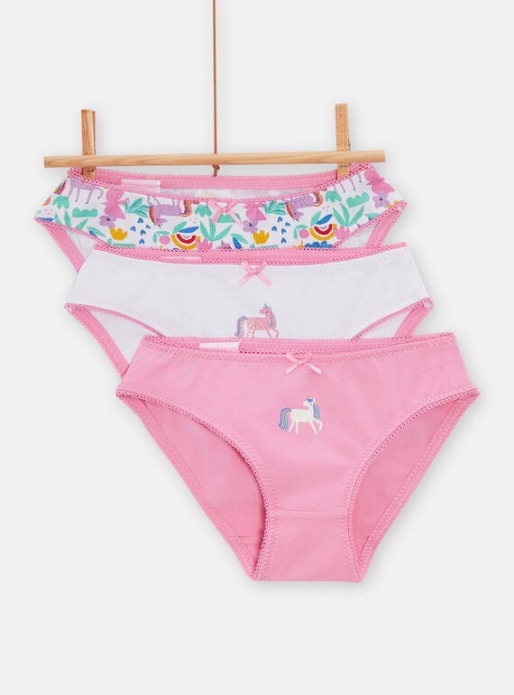5 pink unicorn print panties for girls TEFALOTRAB / 24SH1164D5L318