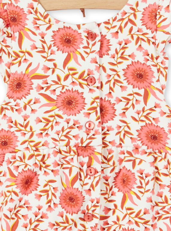 Combination ecru and pink flowered pattern baby girl LINAUCOMB / 21SG09L1CBL001