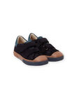 Child boy navy blue and camel suede sneakers MOBASART / 21XK3651D3F070