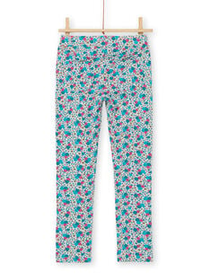 Jeggings gray and pink with floral print brushed fleece child girl LAJOPANT2 / 21S90131D2B943