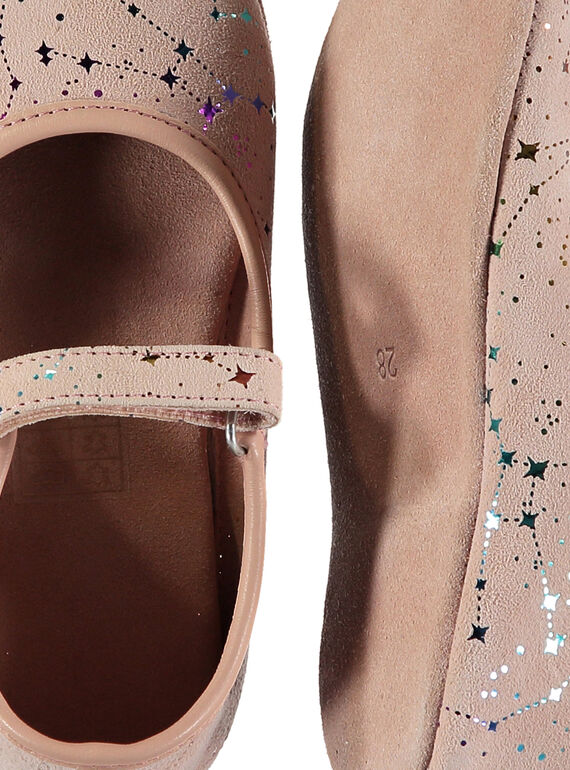 Girls' leather ballet pump slippers FFBELFILLE / 19SK3538D07030