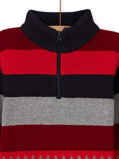 Boy's striped knitted sweater with jacquard pattern MOFUNPUL / 21W902M1PULC234