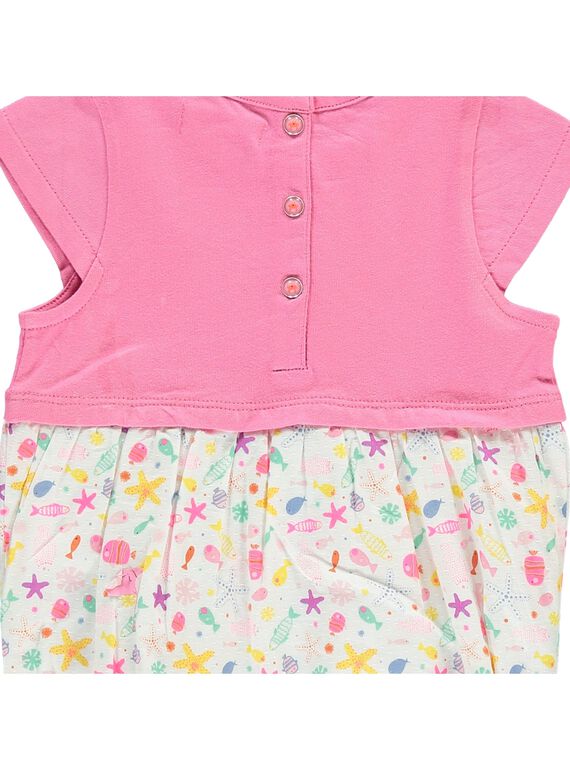Baby girls' romper in two fabrics CIMABAR2 / 18SG09U2BAR313