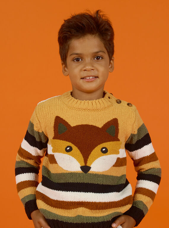 Striped chenille sweater child boy MOSAUPUL / 21W902P1PULB107