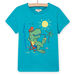 Child boy's Caribbean blue t-shirt with dinosaur design on vacation