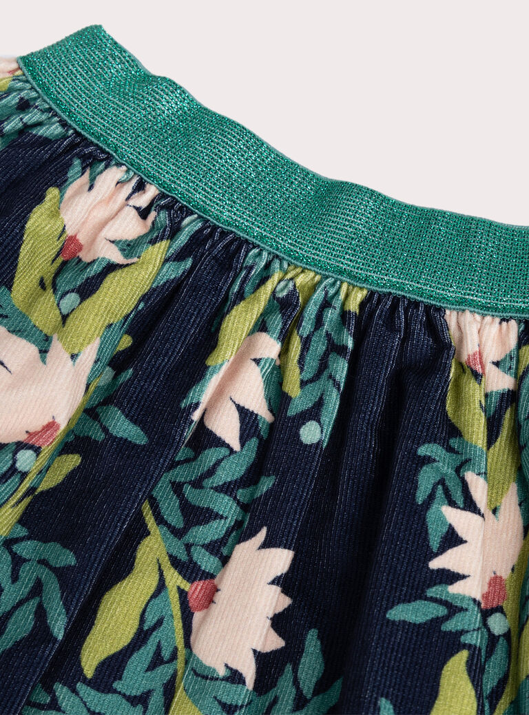 Reversible floral corduroy skirt for girls VAKLIJUP / 24W90141JUP070