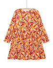 Fluid dress with ruffles and multicolored leaf print PAMOROB1 / 22W901N1ROBB107