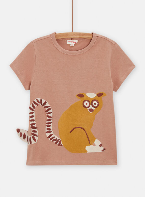 Boy's pink lemur T-shirt TOCRITI1 / 24S902L1TMC413