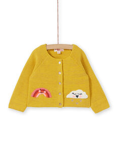 Yellow and lurex knit vest baby girl LINAUCAR1 / 21SG09L2CAR106