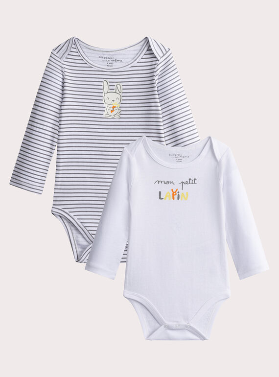 Set of 2 long-sleeved rabbit-patterned bodysuits for baby boy VEGABODLAP / 24WH1484BDL000