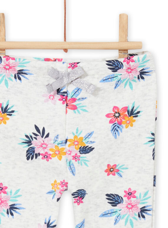 Baby girl grey floral print jogging suit MIPLABAJOG / 21WG09O1JGBJ920