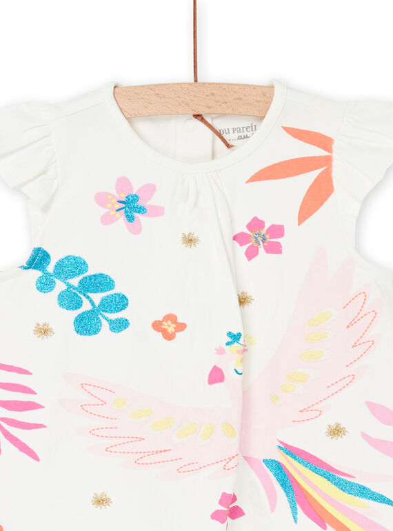 Short ecru romper with floral and animal print. REFIGREPER / 23SH13H6GRE001