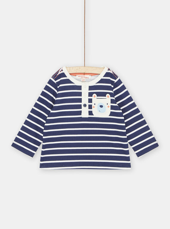 Baby Boy Dark Blue & White Stripe T-Shirt SUJOTUN1 / 23WG10B1TML622