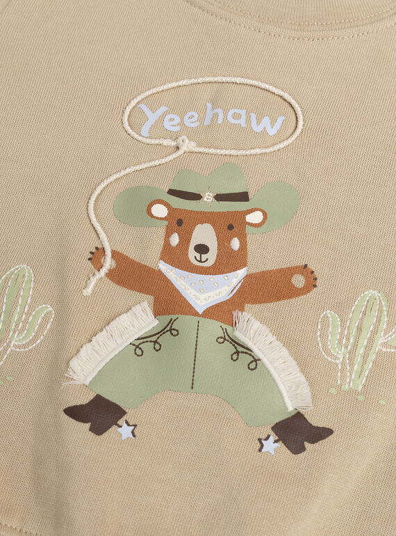 Baby boys' hazelnut sweatshirt WULANSWE / 25SG1042SWE821