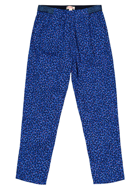 Girls' blue floral print trousers GABLEPANT / 19W90191PANC226