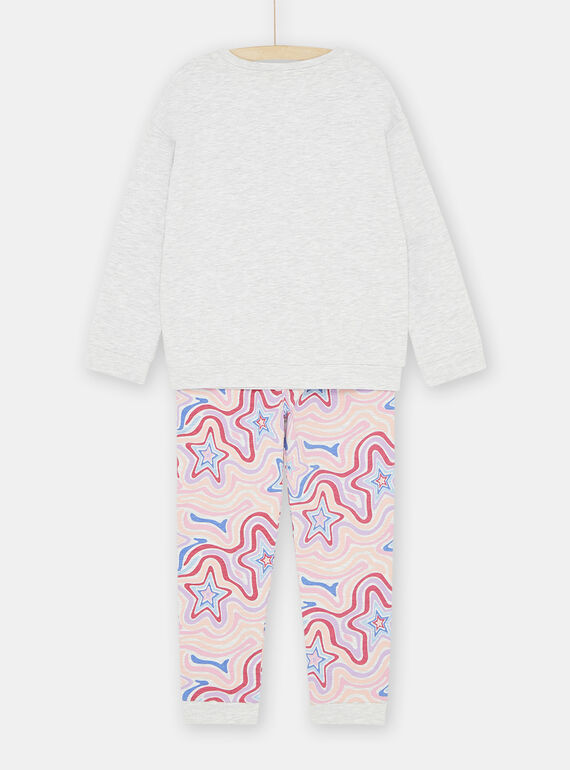 Girl's grey and pink pyjamas with dog on roller skates motif 