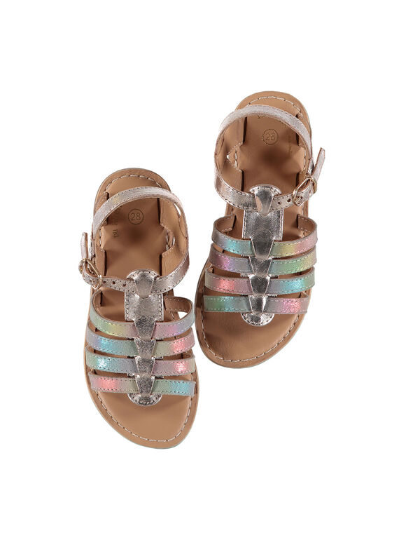 Girls' smart sandals in two fabrics FFSANDMILA / 19SK35D5D0E954
