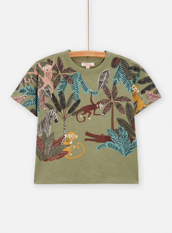Boy's khaki jungle T-shirt TOCRITI2 / 24S902L3TMC604