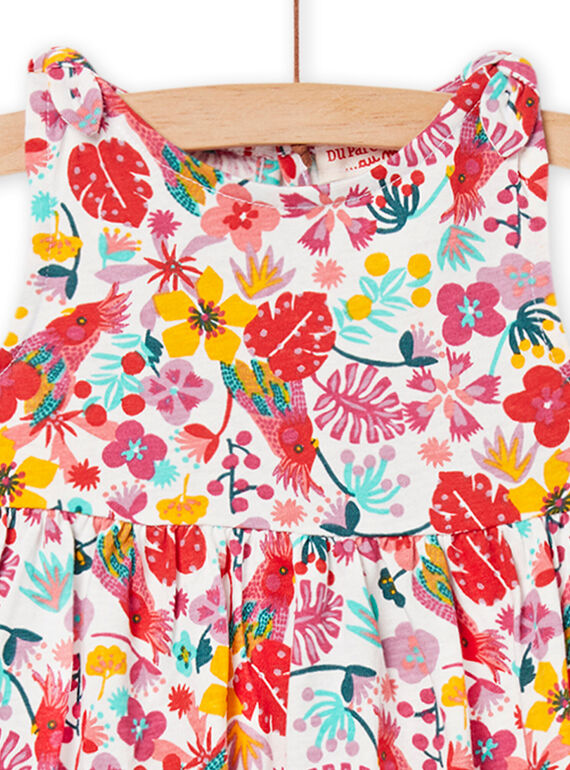 Baby girl ecru floral print dress NIPLAROB2 / 22SG09K4ROB001