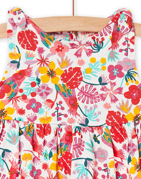 Baby girl ecru floral print dress NIPLAROB2 / 22SG09K4ROB001