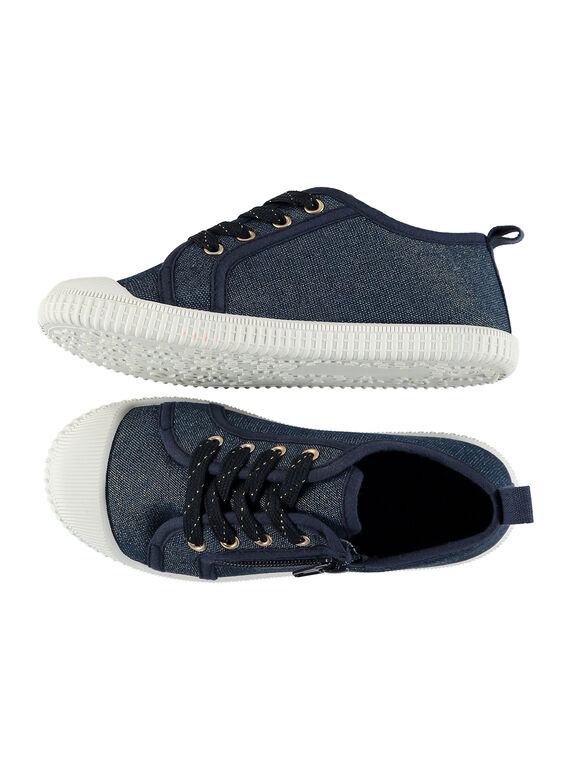 Girls' denim canvas trainers FFTENJEAN / 19SK35B2D16070