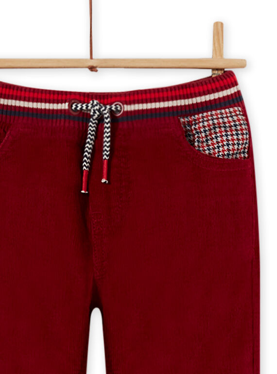 Boy's red velvet pants with burgundy lining MOFUNPAN / 21W902M2PAN511