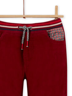 Boy's red velvet pants with burgundy lining MOFUNPAN / 21W902M2PAN511