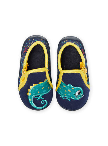 Navy blue and yellow booties with iguana design baby boy NUPANTIGUANE / 22KK3823D0A070