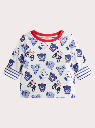 Baby boys' reversible ecru T-shirt Baby boys' reversible ecru T-shirt WUKATEE1 / 25SG1035TMLA002