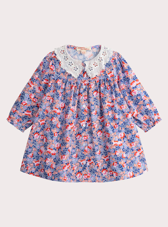 Baby girls' ecru printed dress WIKAROB2 / 25SG0933ROBA001