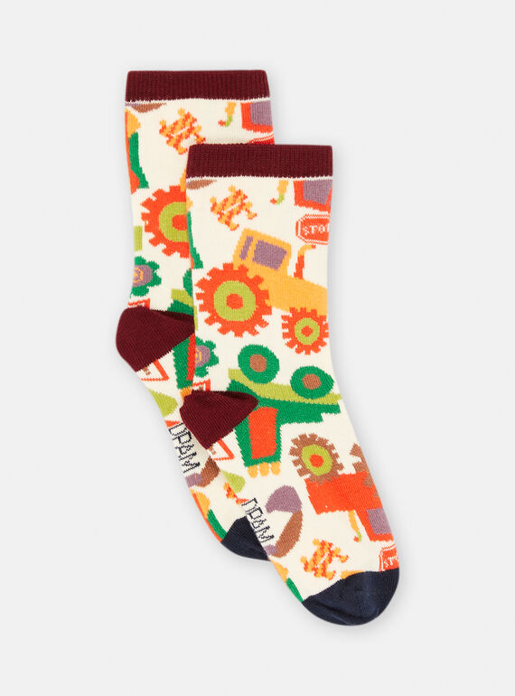 Boy's multicolored tractor print socks SYOJOCHO7 / 23WI02N1SOQA002