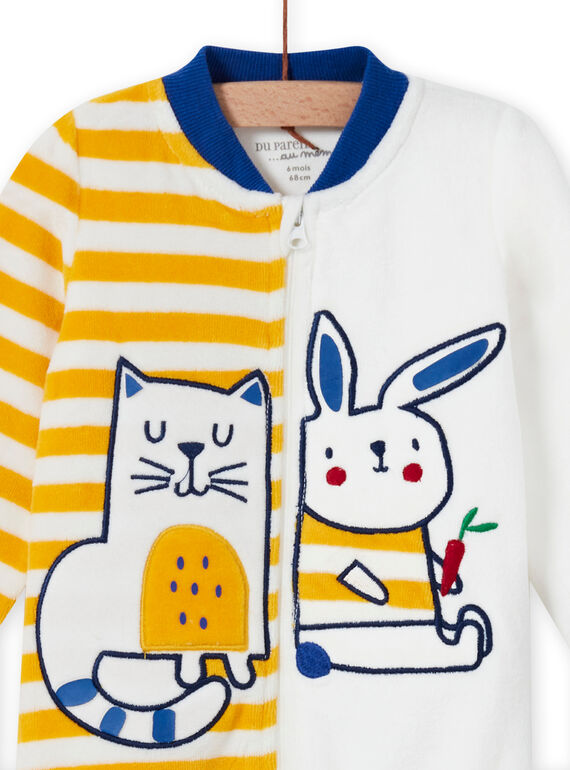 Baby boy's blue romper with animal print MEGAGREFER / 21WH1433GRE001