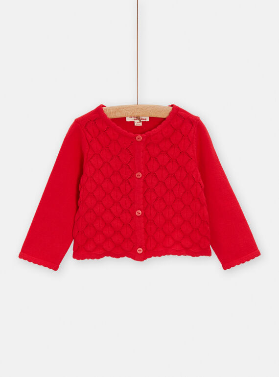 Red openwork cardigan for baby girl TICLUCAR / 24SG09O1CARF505