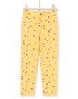 Girl's yellow and orange pajama set T-shirt and pants MEFAPYJFOX / 21WH1174PYG010