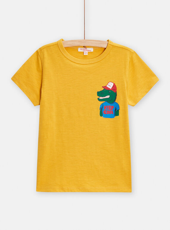Boy's yellow crocodile T-shirt TOJOTI2 / 24S902B1TMC106