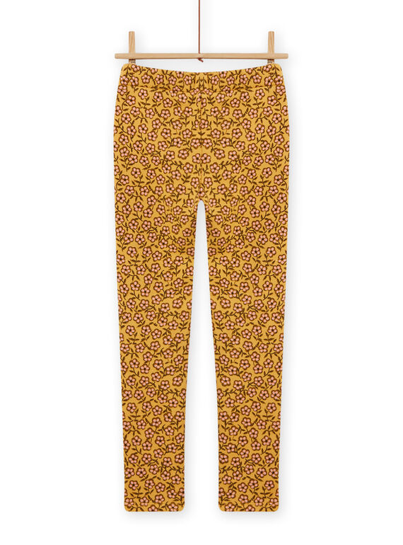Child girl's yellow furry pants with floral print MASAUPANT1 / 21W901P2PANB107