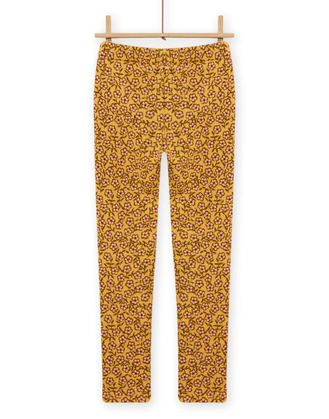 Child girl's yellow furry pants with floral print MASAUPANT1 / 21W901P2PANB107