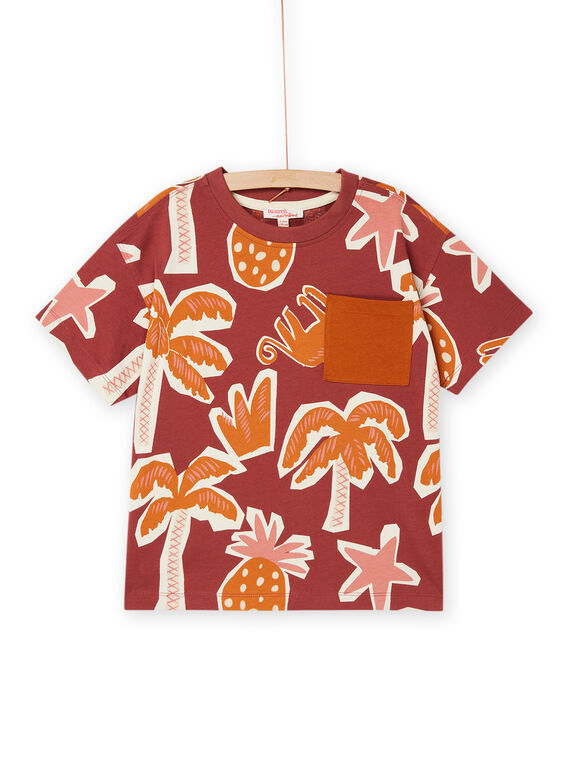 Plum T-shirt with palm tree print ROSUMTI2 / 23S902Y2TMC709
