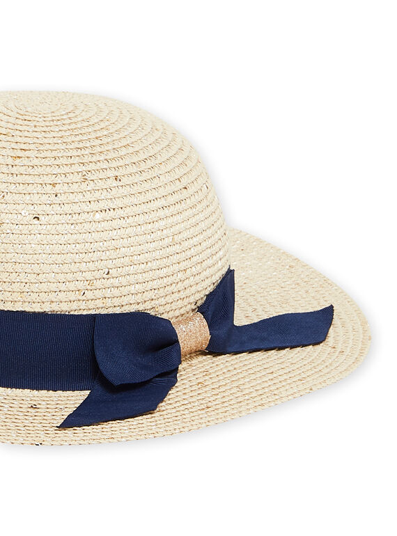 Child girl blue ribbon straw hat NYASOHAT1 / 22SI01Q1CHA009